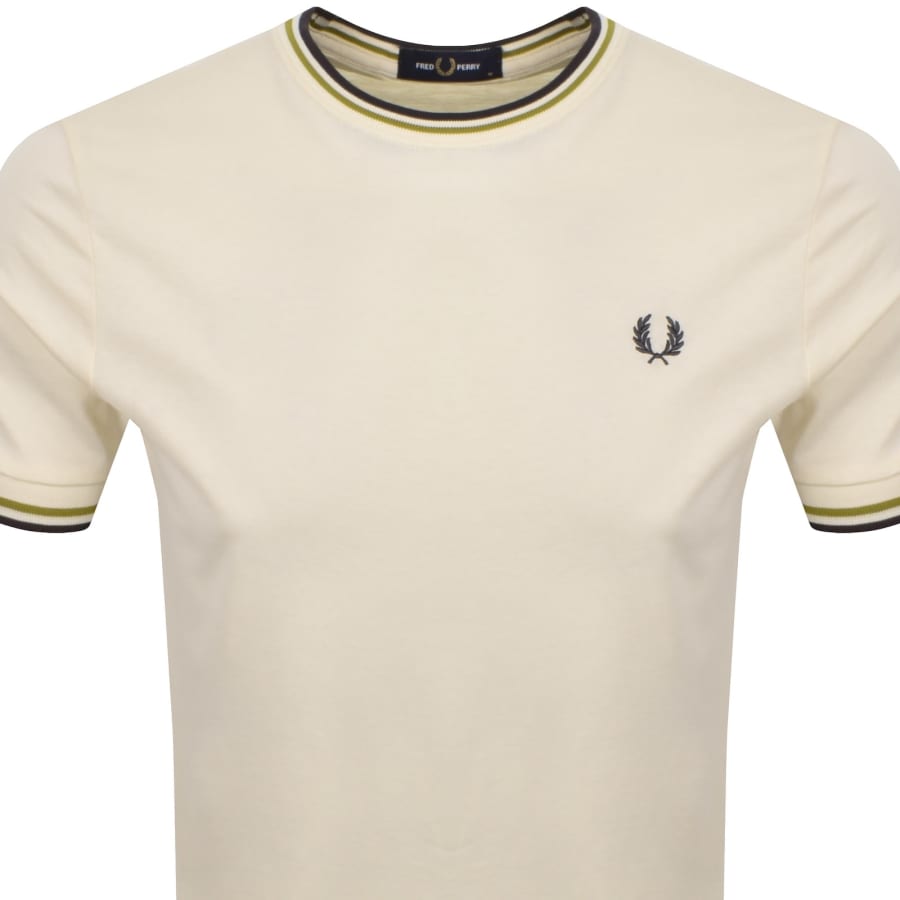 Image number 2 for Fred Perry Twin Tipped T Shirt Cream