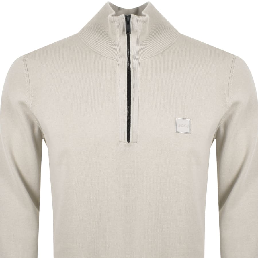 Image number 2 for BOSS Kanobix Half Zip Jumper Beige