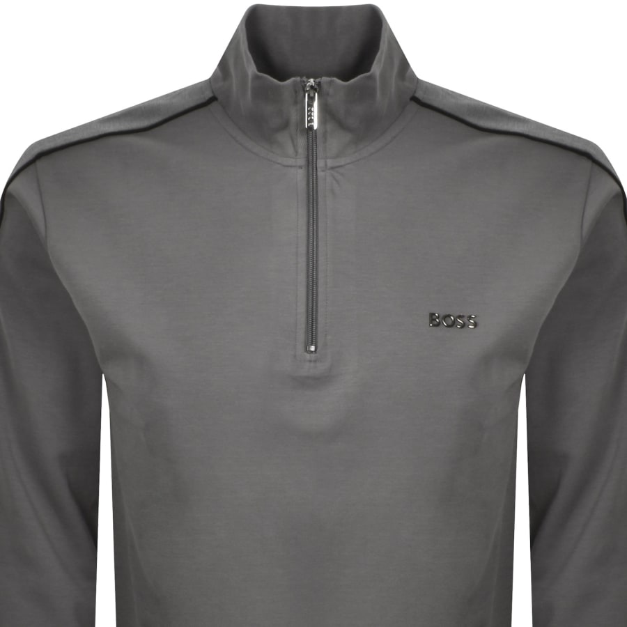 Image number 2 for BOSS Lounge Quarter Zip Sweatshirt Grey