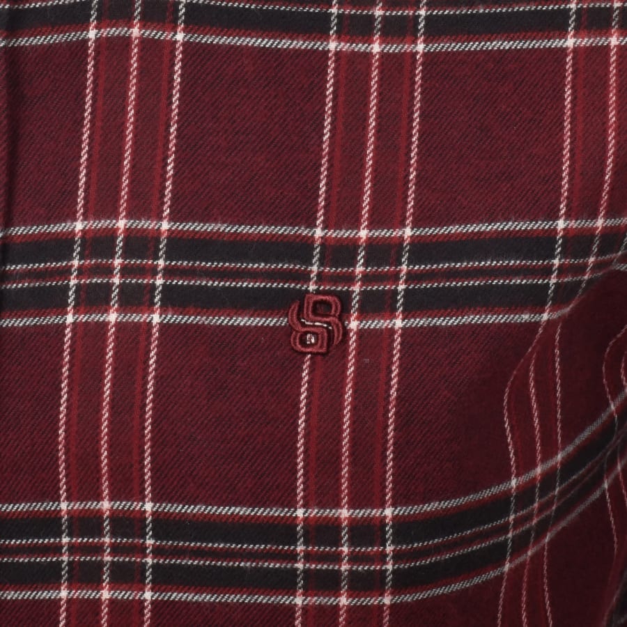 Image number 3 for BOSS Liam Check Shirt Dark Red