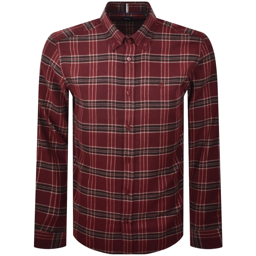 Image number 1 for BOSS Liam Check Shirt Dark Red