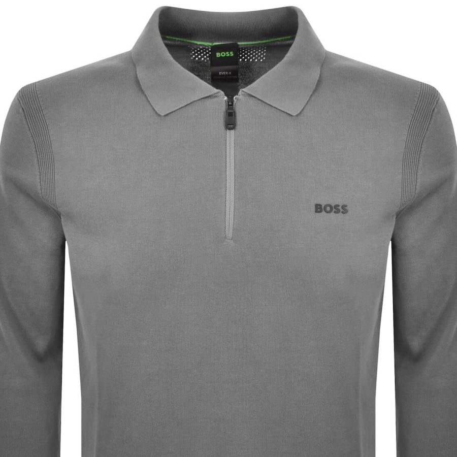 Image number 2 for BOSS Ever X Knit Polo Jumper Grey