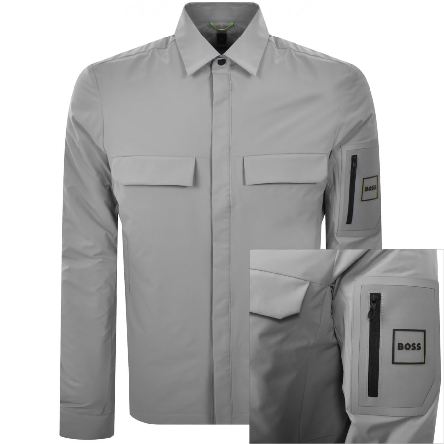 Image number 1 for BOSS Tour Padded Overshirt Grey