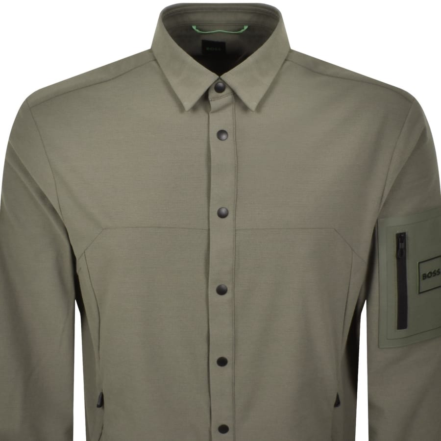 Image number 3 for BOSS Tour Waffle Overshirt Green