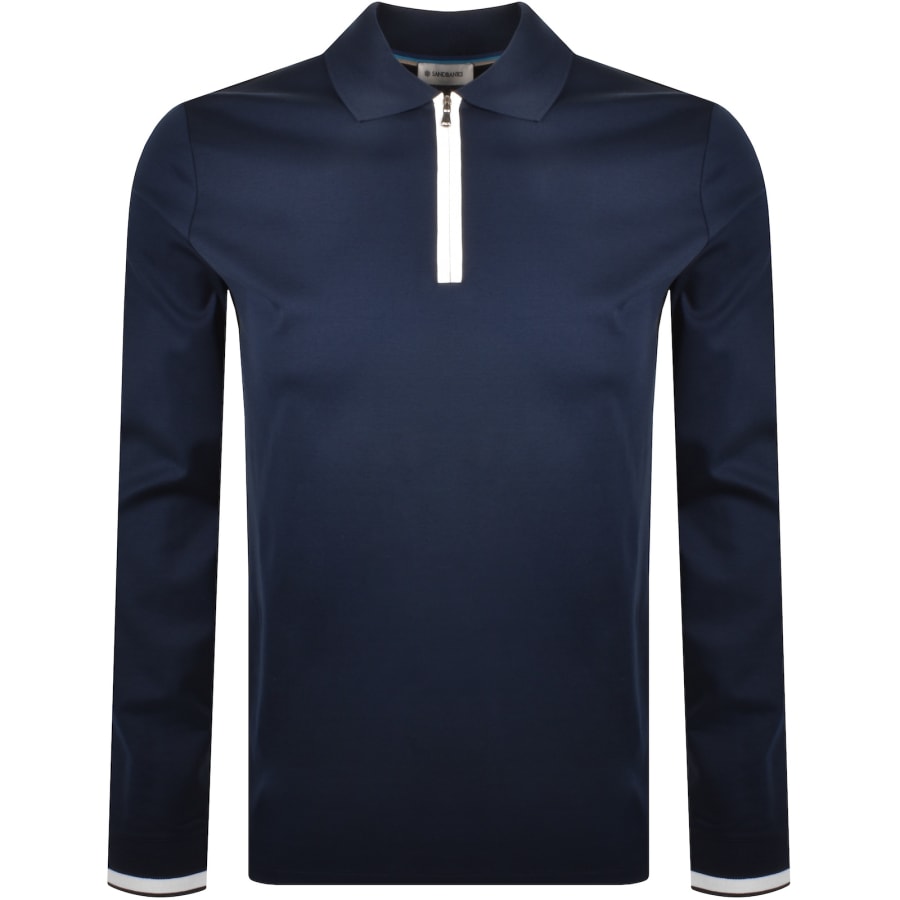 Image number 2 for Sandbanks Silicone Zip Polo Shirt Navy
