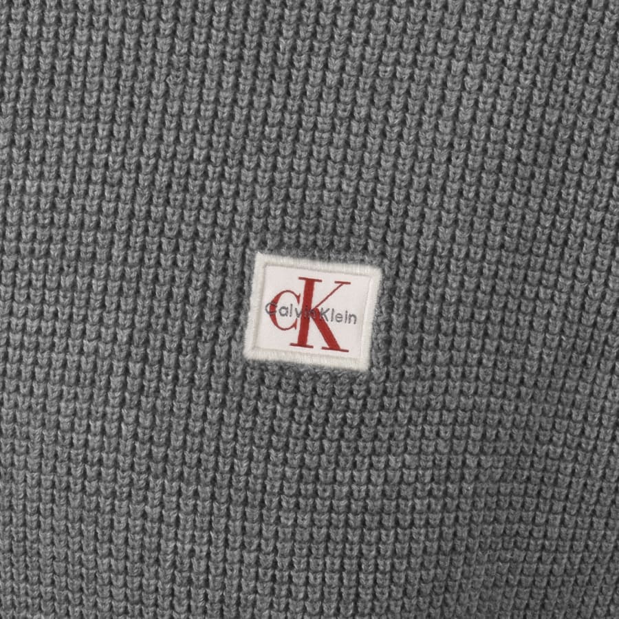Image number 3 for Calvin Klein Jeans Quarter Zip Waffle Jumper Grey