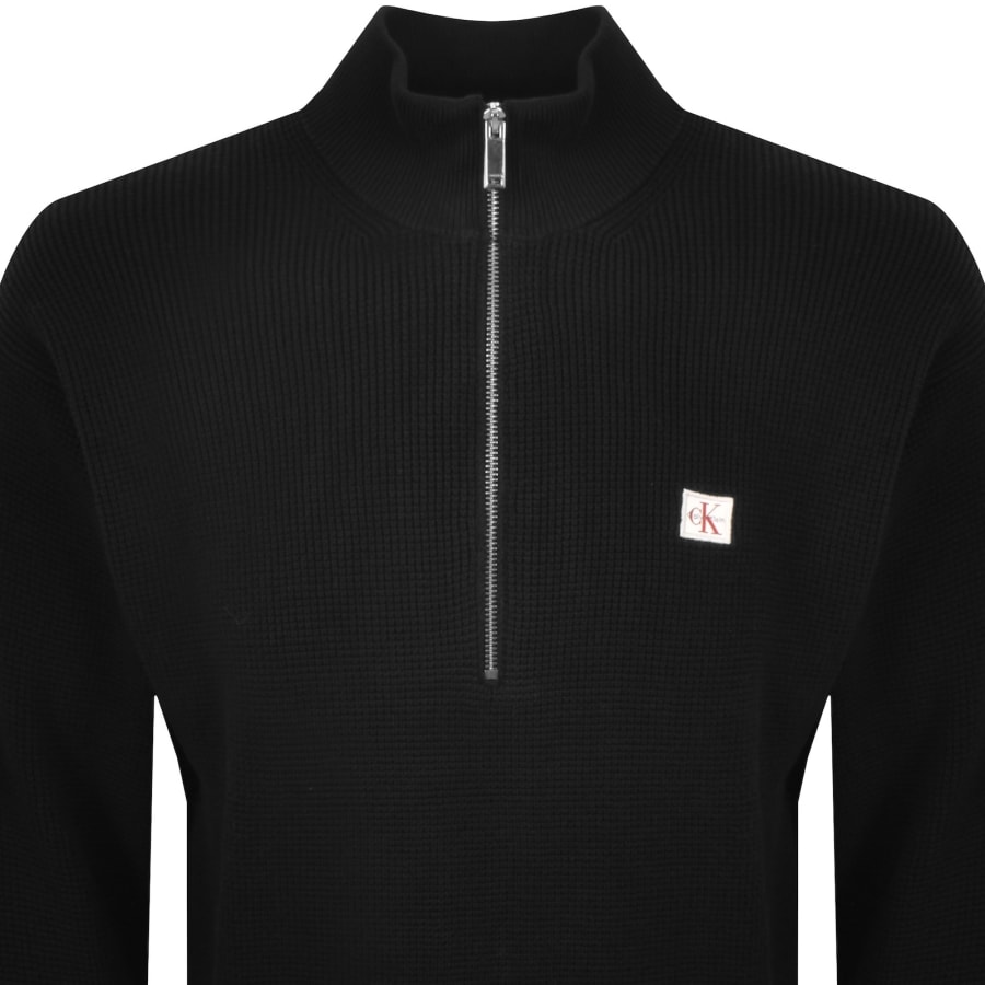 Image number 2 for Calvin Klein Jeans Quarter Zip Waffle Jumper Black