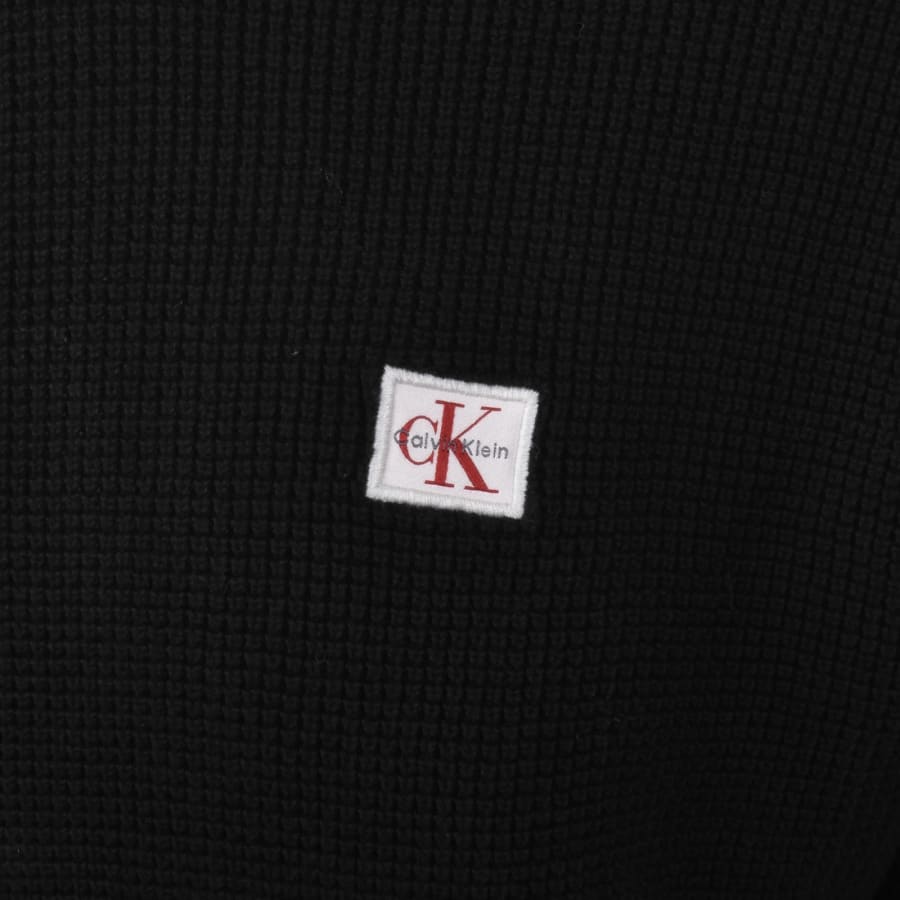 Image number 3 for Calvin Klein Jeans Quarter Zip Waffle Jumper Black