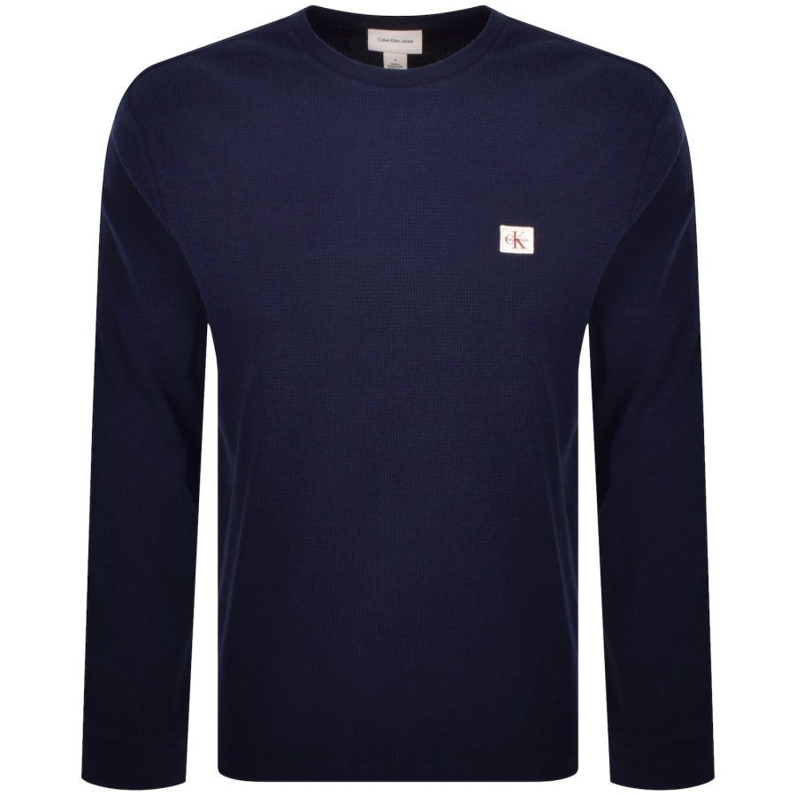 Image number 1 for Calvin Klein Jeans Waffle T Shirt Blue