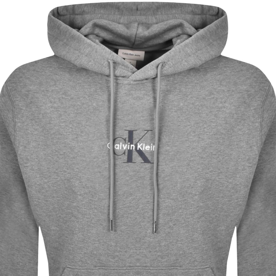 Image number 2 for Calvin Klein Jeans Logo Hoodie Grey