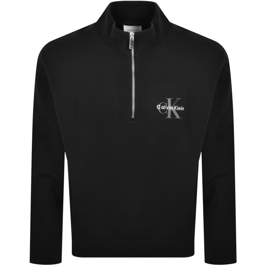 Image number 1 for Calvin Klein Jeans Half Zip Sweatshirt Black
