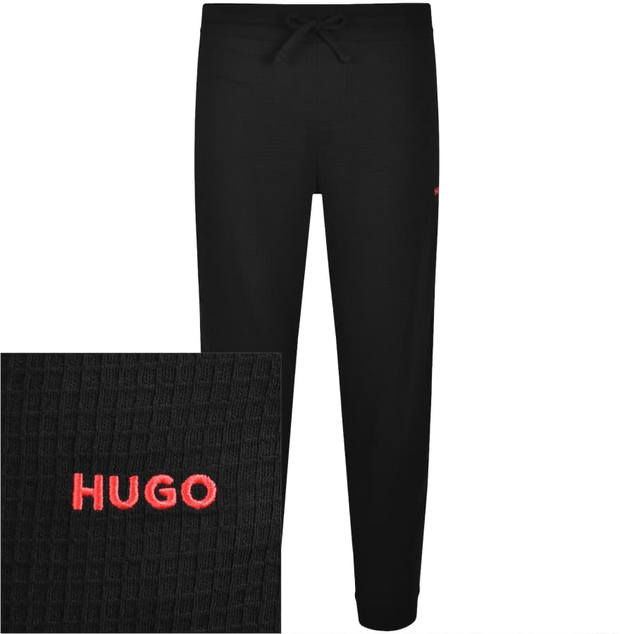 Image number 1 for HUGO Austin Waffle Joggers Black