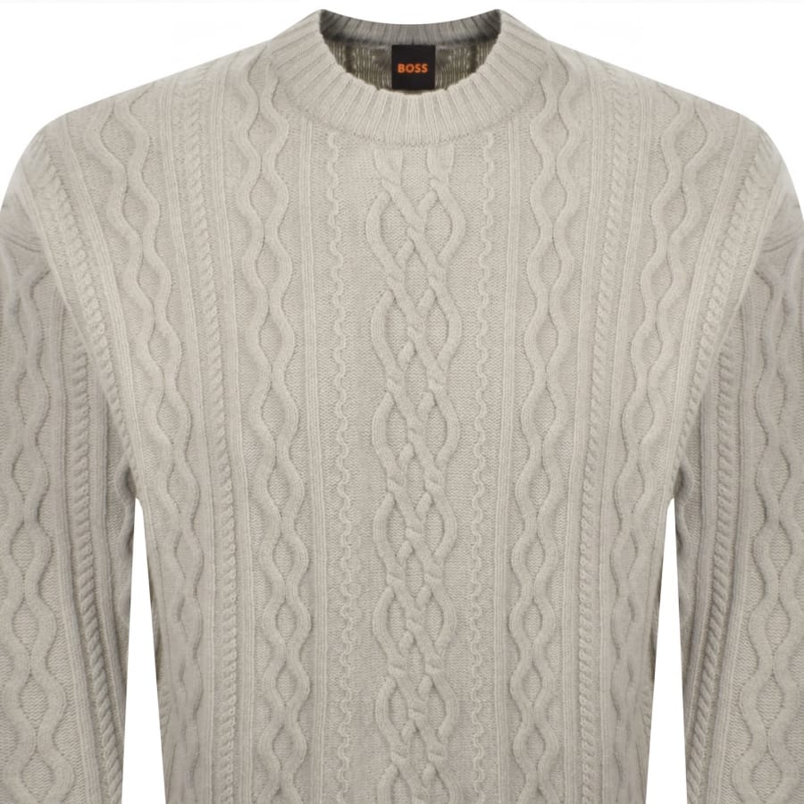 Image number 2 for BOSS Kableto Knit Jumper Beige