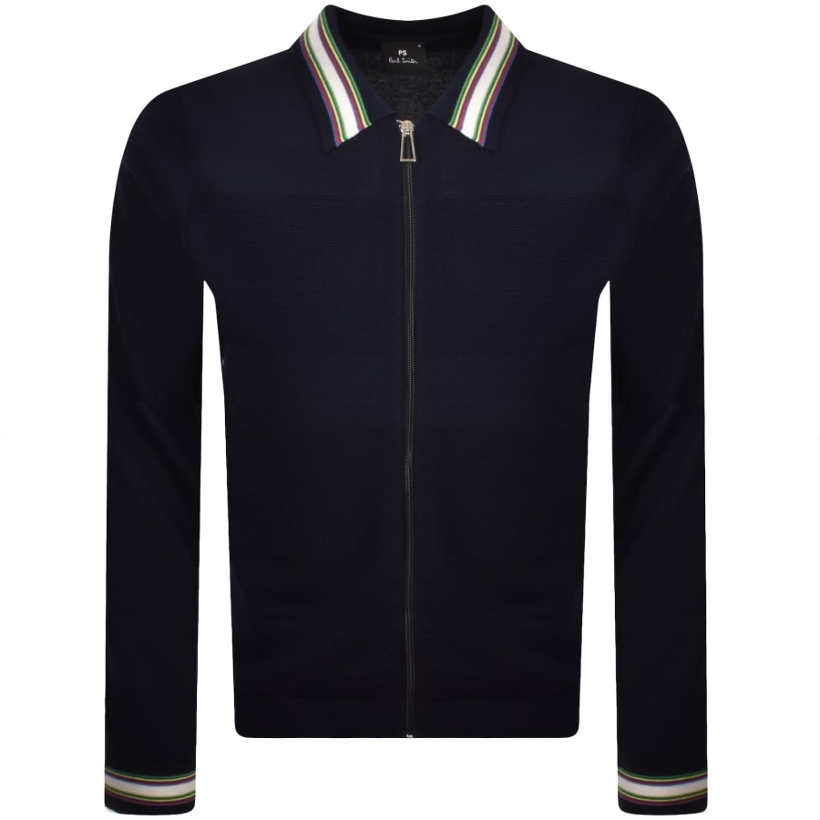 Image number 1 for Paul Smith Full Zip Knit Cardigan Navy