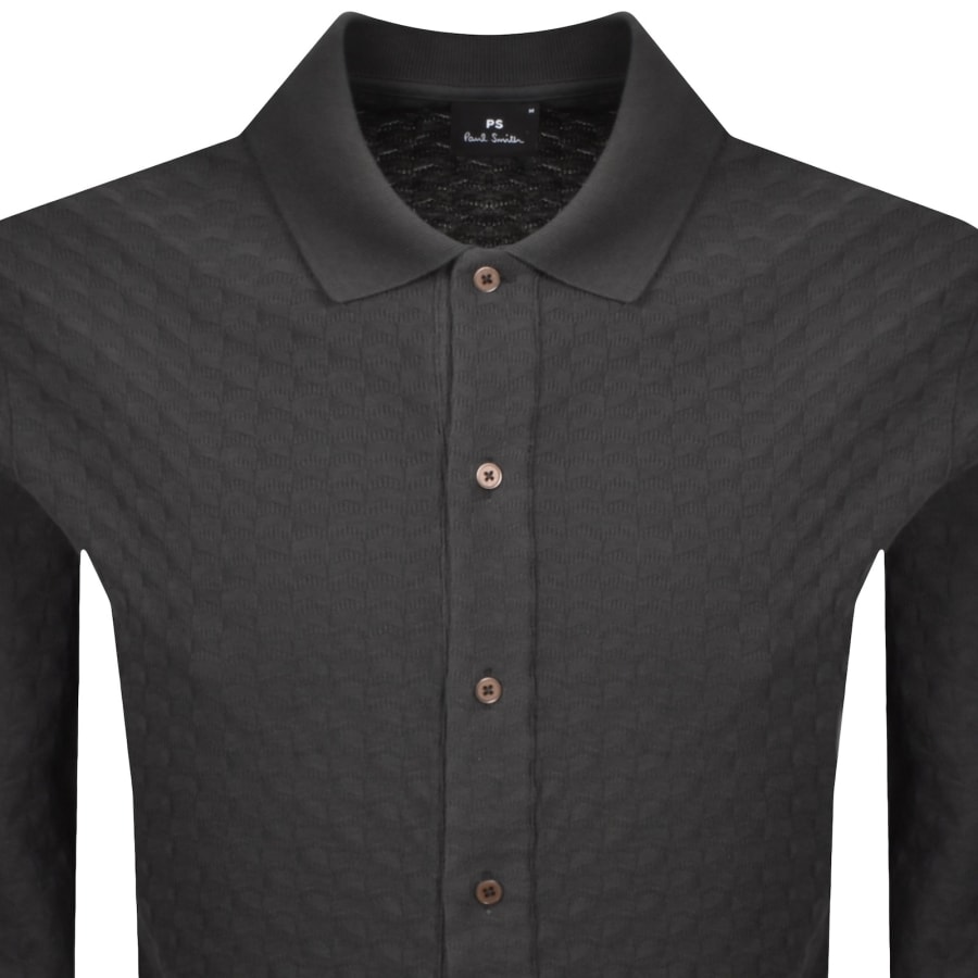 Image number 2 for Paul Smith Long Sleeved Polo Shirt Grey