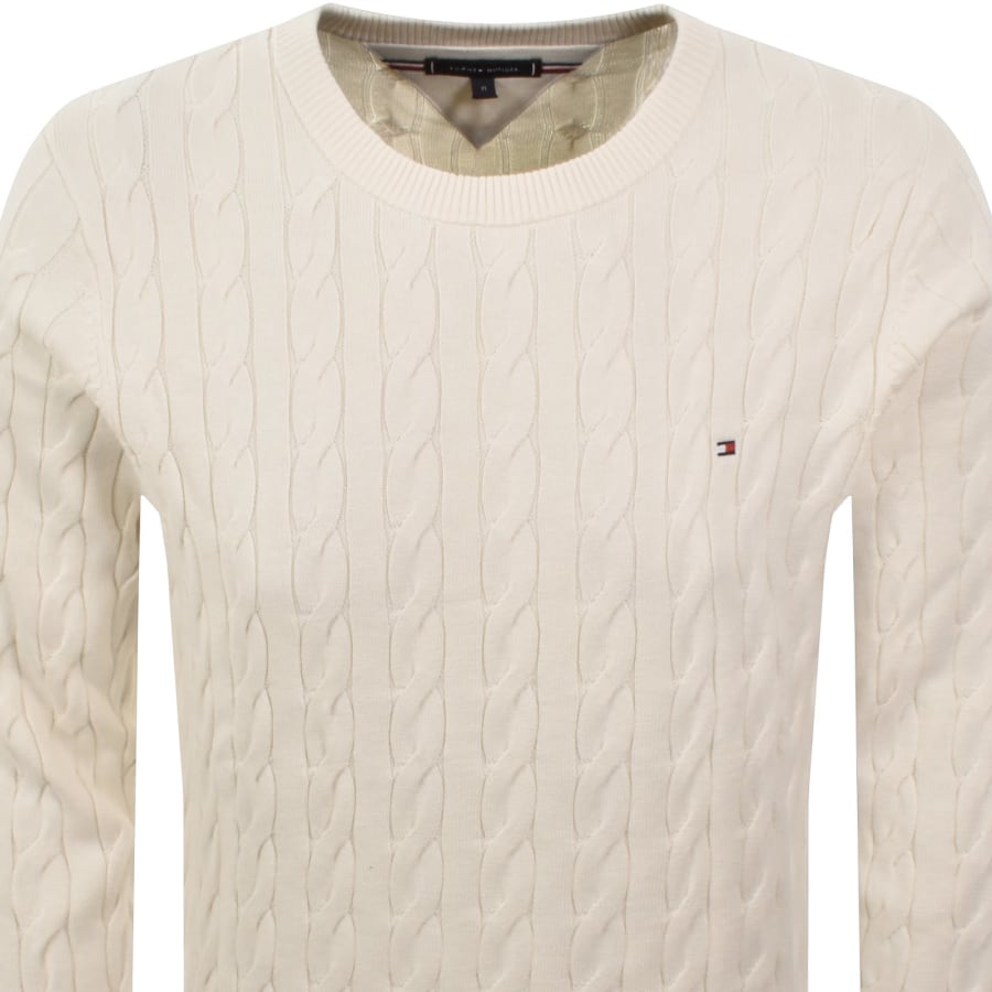 Image number 2 for Tommy Hilfiger Cable Knit Jumper Cream