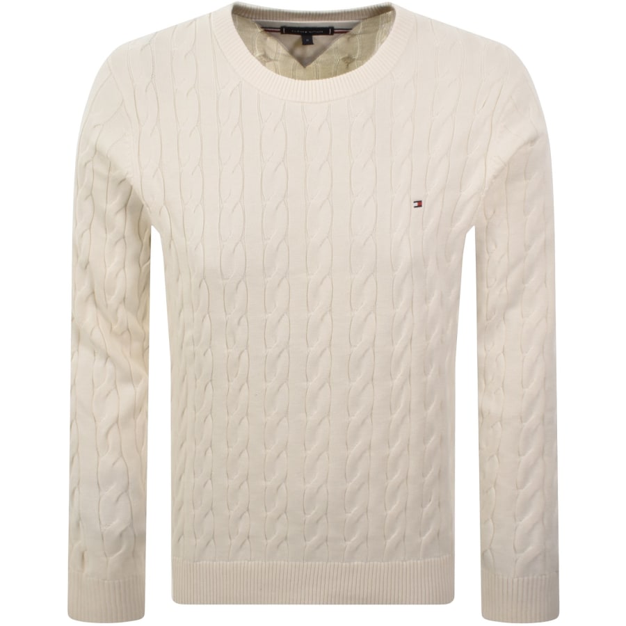 Image number 1 for Tommy Hilfiger Cable Knit Jumper Cream