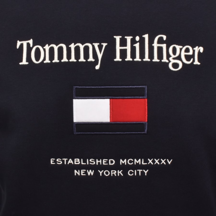 Image number 3 for Tommy Hilfiger Embroidered Flag Hoodie Navy