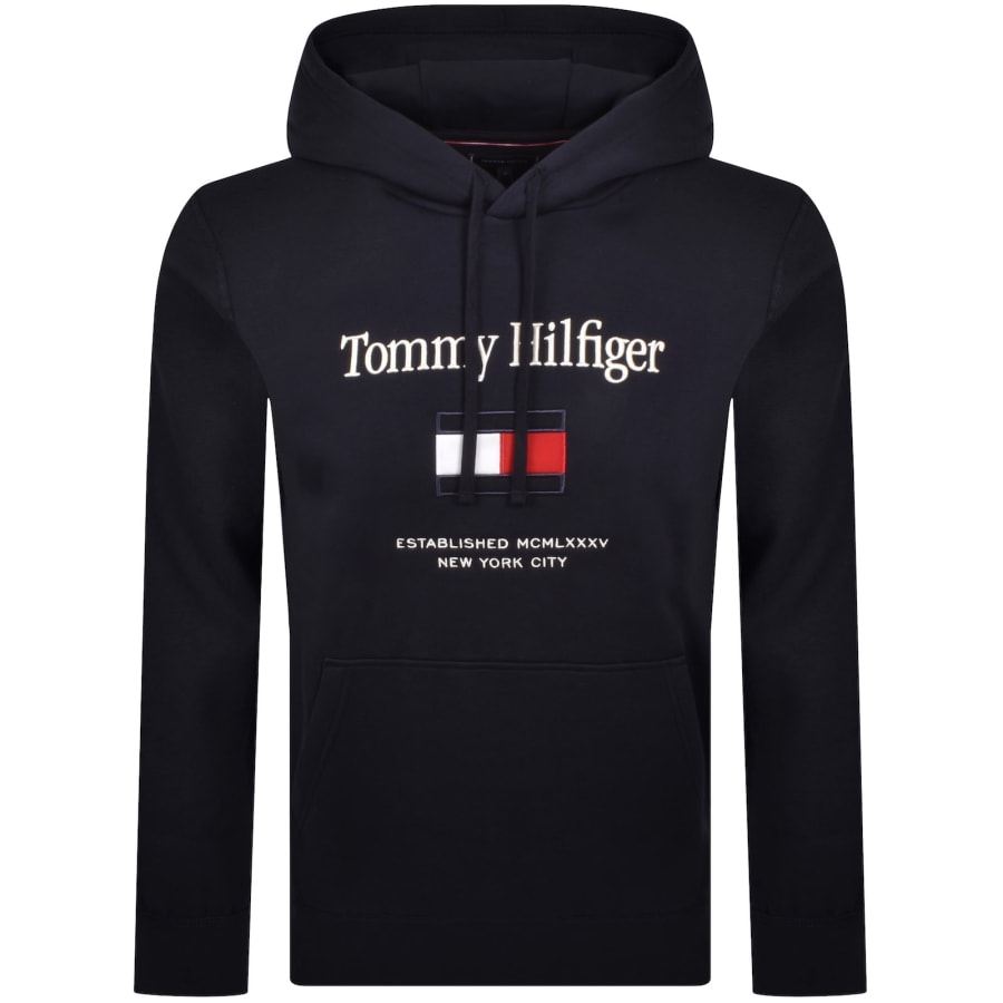 Image number 1 for Tommy Hilfiger Embroidered Flag Hoodie Navy
