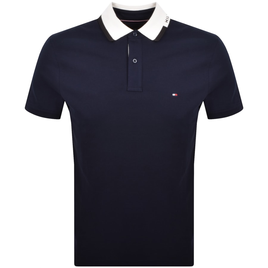 Image number 1 for Tommy Hilfiger Grafic Collar Polo T Shirt Navy