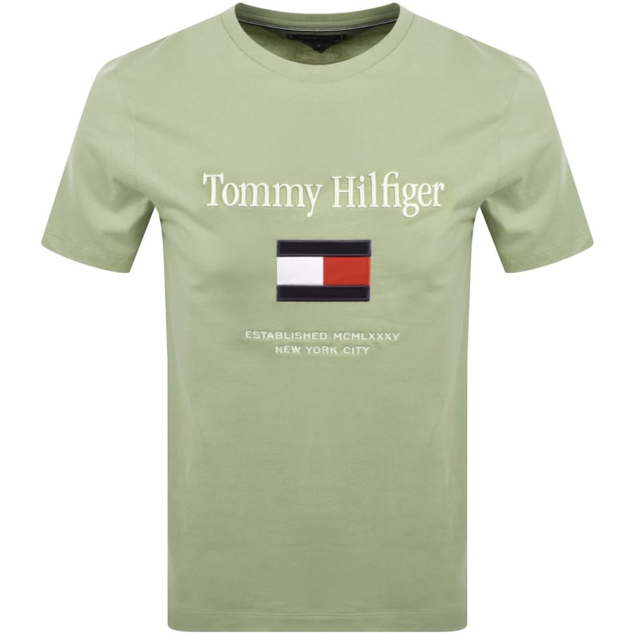 Image number 1 for Tommy Hilfiger Embro Flag T Shirt Green