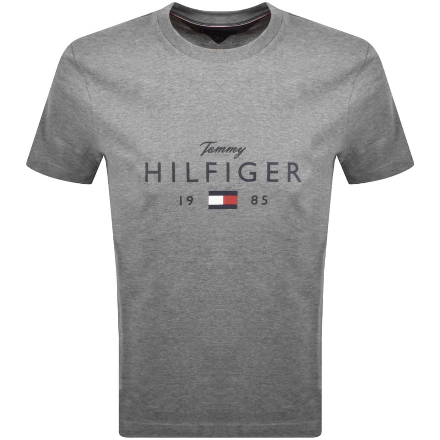 Image number 1 for Tommy Hilfiger Logo Brand Love T Shirt Grey