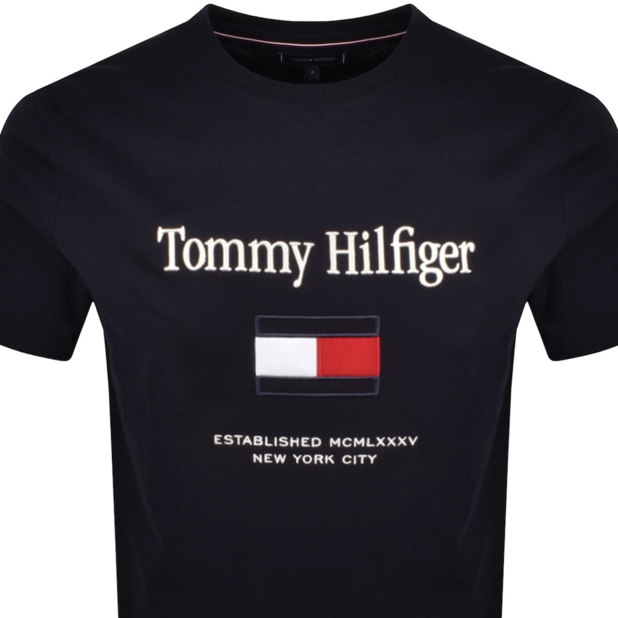 Image number 2 for Tommy Hilfiger Embro Flag T Shirt Navy