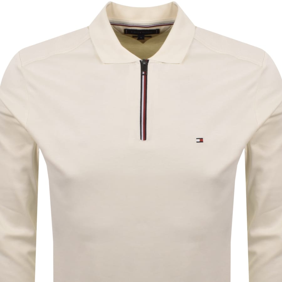 Image number 2 for Tommy Hilfiger Long Sleeve Polo T Shirt Cream