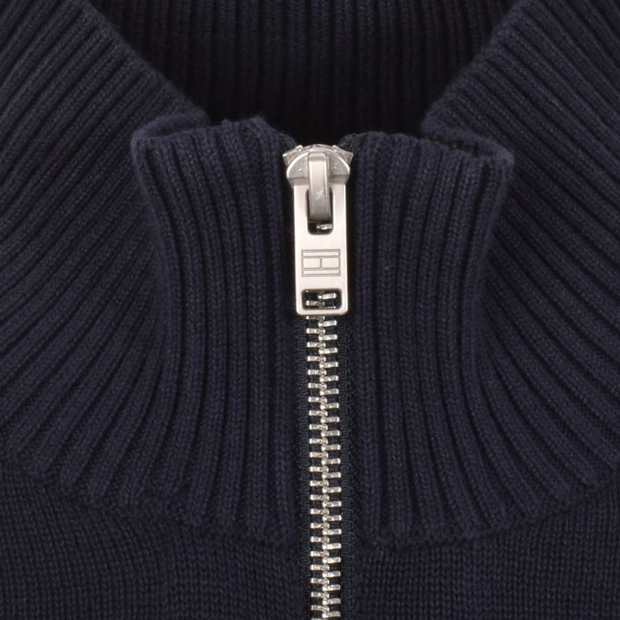 Image number 4 for Tommy Jeans Quarter Zip Knit Jumper Navy