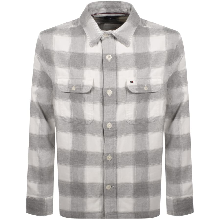 Image number 1 for Tommy Hilfiger Flannel Check Overshirt Grey