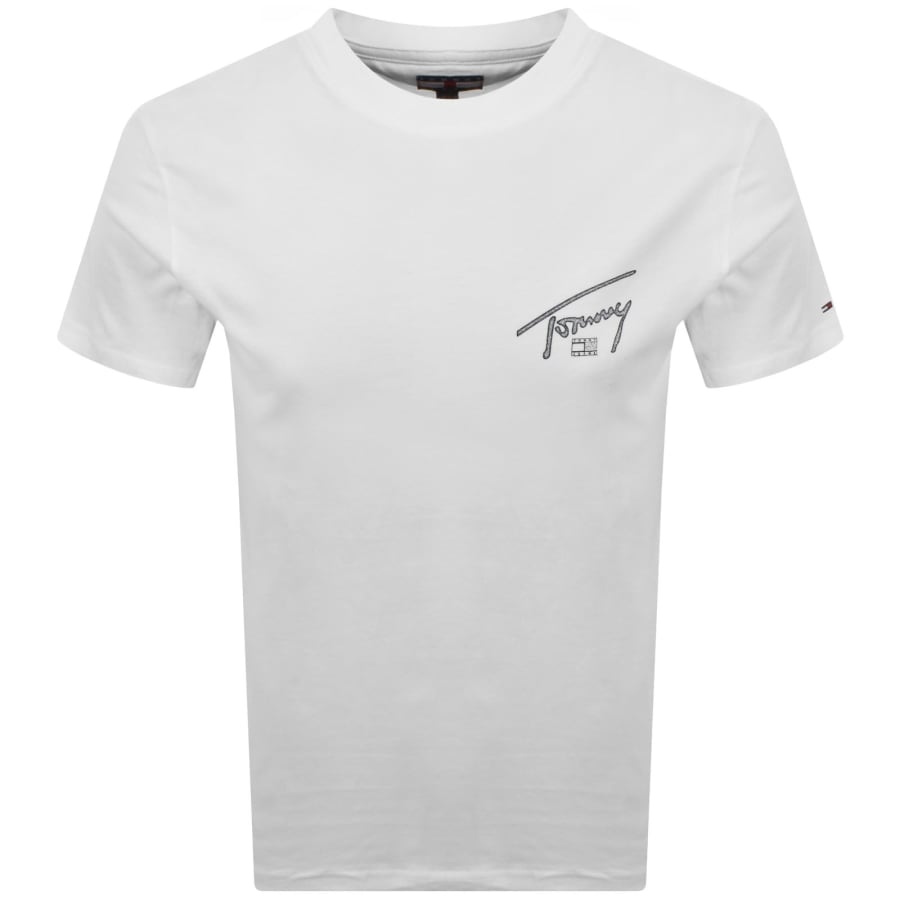 Image number 2 for Tommy Jeans Signature Backprint T Shirt Ecru
