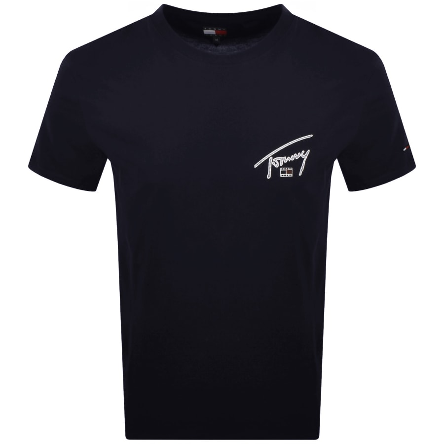 Image number 2 for Tommy Jeans Signature Backprint T Shirt Navy