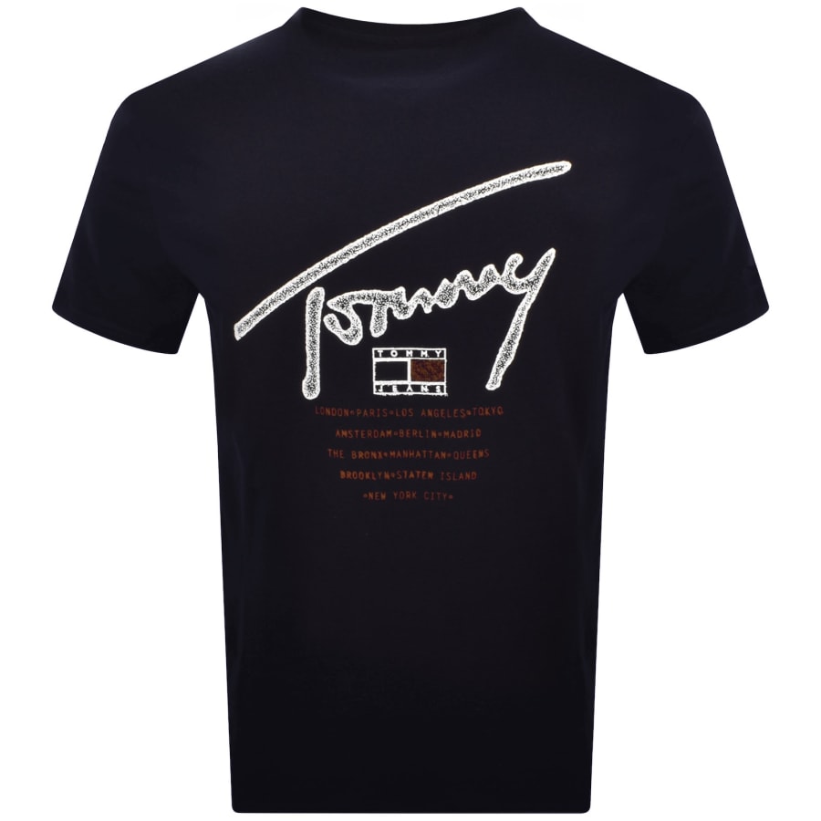 Image number 3 for Tommy Jeans Signature Backprint T Shirt Navy
