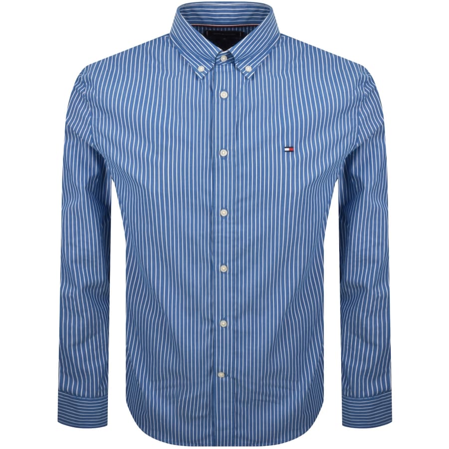 Image number 1 for Tommy Hilfiger Core Hairline Stripe Shirt Blue