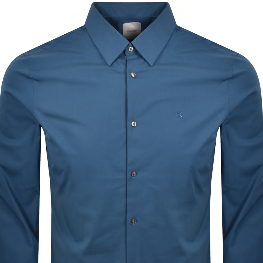 Image number 2 for Calvin Klein Slim Fit Solid Shirt Alfalfa Blue