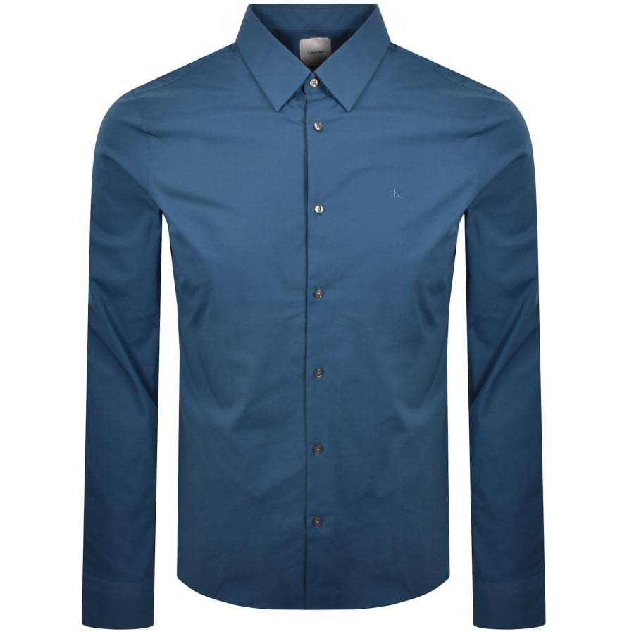 Image number 1 for Calvin Klein Slim Fit Solid Shirt Alfalfa Blue