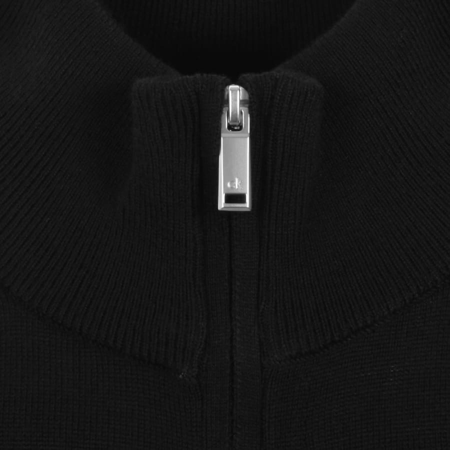 Image number 3 for Calvin Klein Merino Wool Zip Neck Jumper Black
