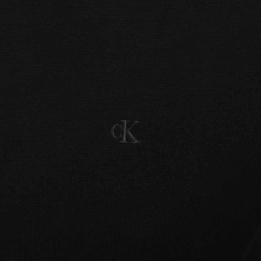 Image number 4 for Calvin Klein Merino Wool Zip Neck Jumper Black