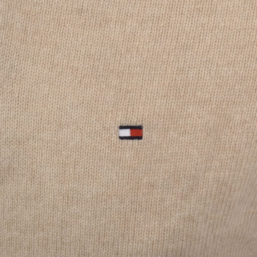 Image number 3 for Tommy Hilfiger Lambswool Zip Jumper Beige