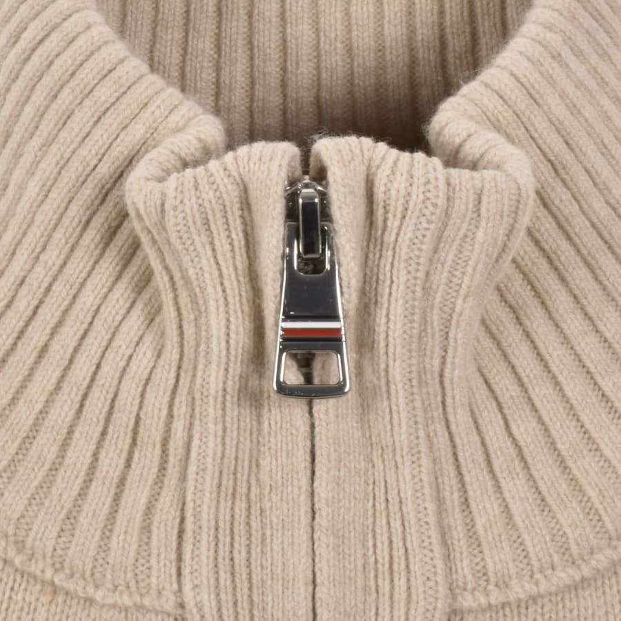Image number 4 for Tommy Hilfiger Lambswool Zip Jumper Beige