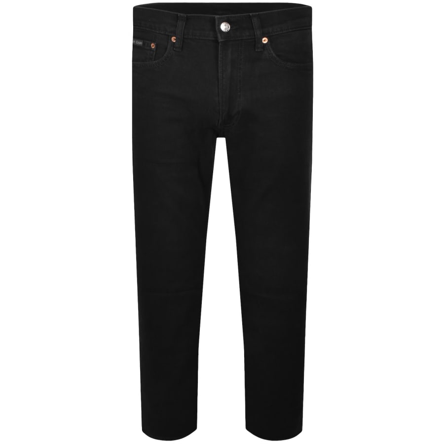 Image number 2 for Calvin Klein Slim Straight Jeans Black