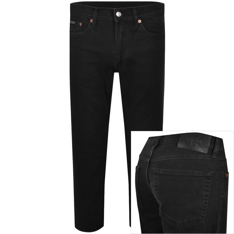 Image number 1 for Calvin Klein Slim Straight Jeans Black