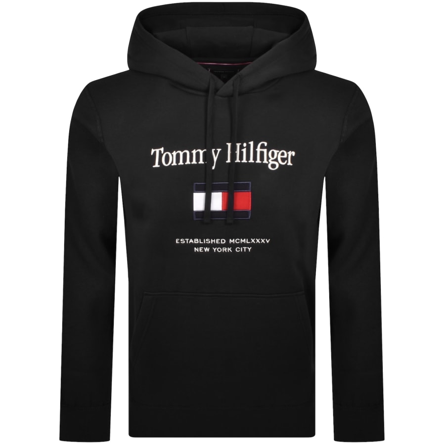 Image number 1 for Tommy Hilfiger Embroidered Flag Hoodie Black