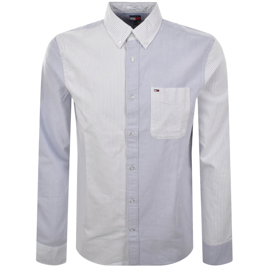 Image number 1 for Tommy Jeans Striped Relaxed Fit Oxford Shirt Blue