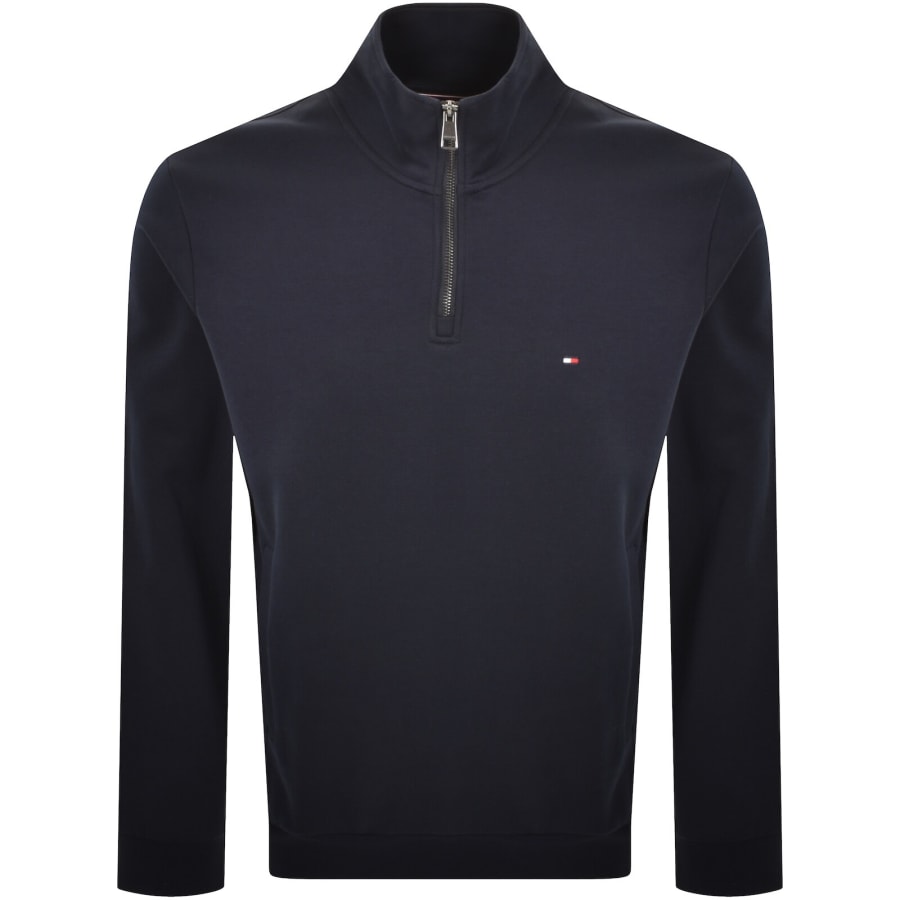 Image number 1 for Tommy Hilfiger Logo QZ Sweatshirt Navy