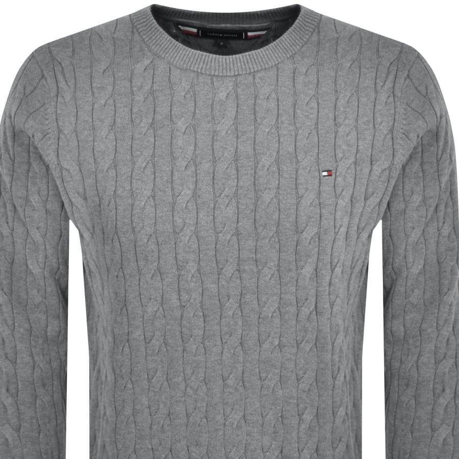 Image number 2 for Tommy Hilfiger Cable Knit Jumper Grey