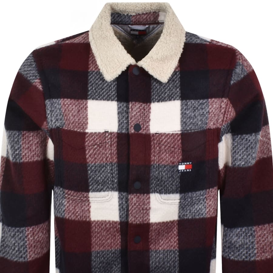 Image number 2 for Tommy Jeans Check Teddy Overshirt Navy