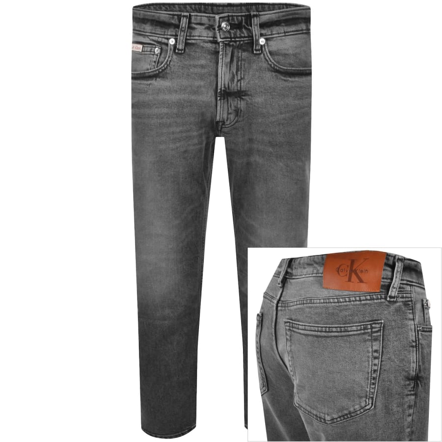 Image number 1 for Calvin Klein Jeans Slim Fit Straight Jeans Grey