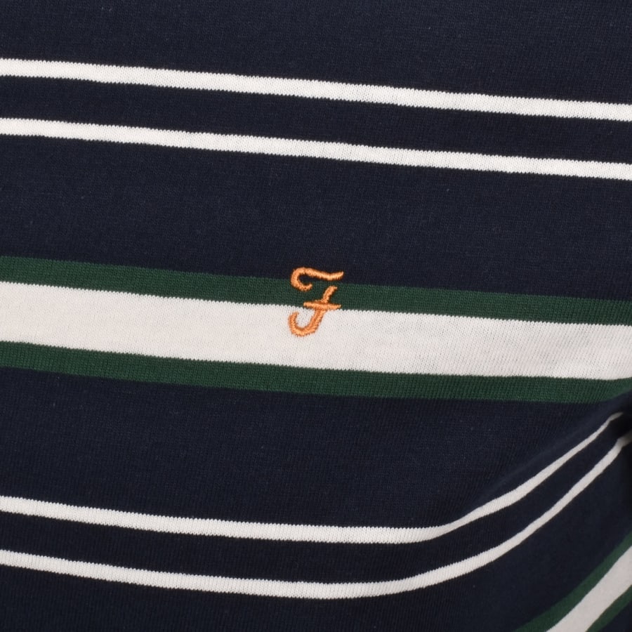 Image number 3 for Farah Elmswood Stripe T Shirt Navy