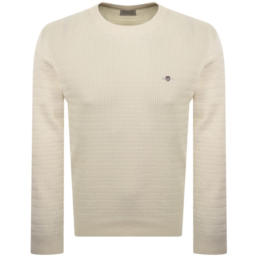 Image number 1 for Gant Cable Knit Crew Neck Jumper Cream